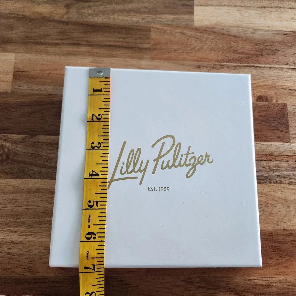 Lilly Pulitzer White Gold Foil Logo Square Gift Box 6.75x6.75x1.25 Accessory Box